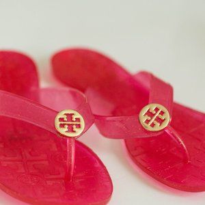 Tory Burch sparkle jelly pink flip flops size 8